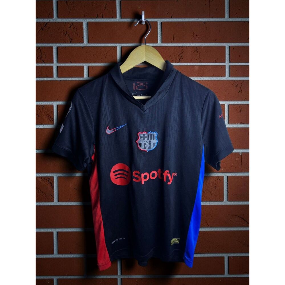 Nike FC Barcelona Away Dri-FIT Replica Soccer Jersey Men's Small Black Spotify